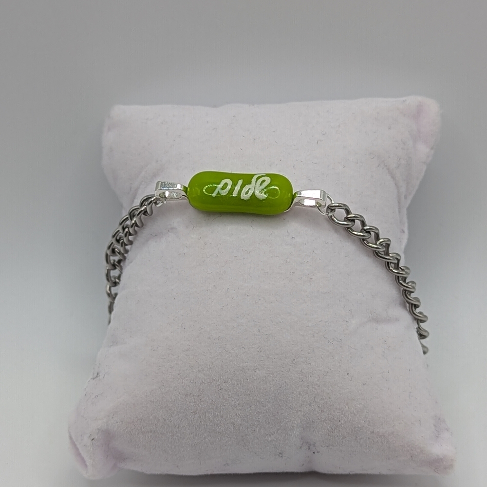 Green and Silver Chain Bracelet